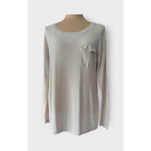 August Moon Women’s Cream Long Sleeve Semi-Sheer Lower Back Sweater Size Medium